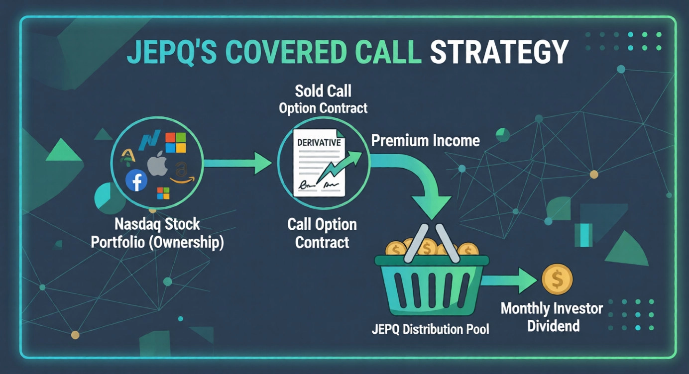 Diagram Showing Jepq Covered Call Strategy And Premium Generation