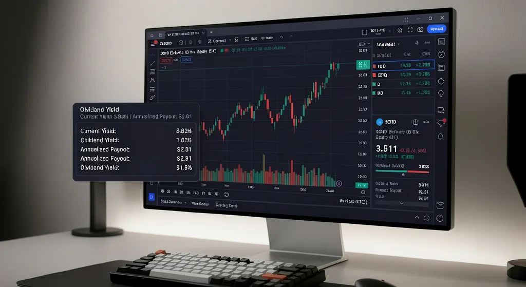 TradingView Desktop App interface showing dividend ETF charts