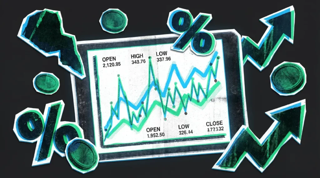 A Digital Screen Showing Multiple Graphs With Arrows, Representing Data Insights And Analytical Trends